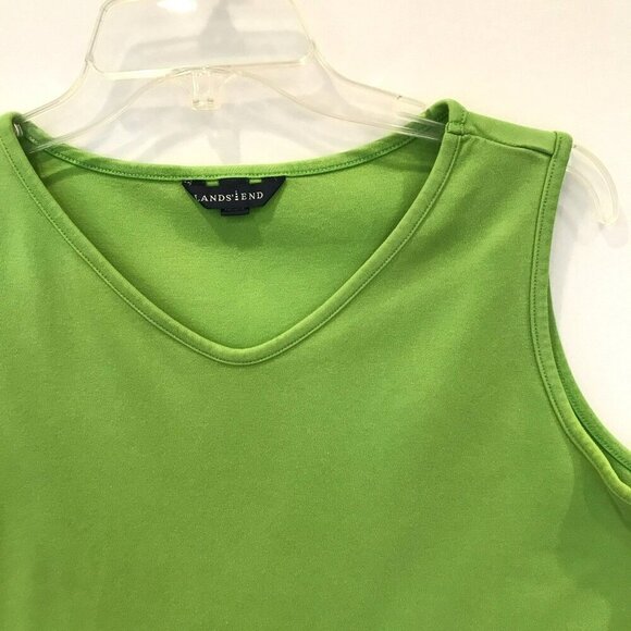 Lands' End Sleeveless Tank Cotton Boxy Women's Sz M 10-12 Lime Green Activewear - Picture 2 of 11